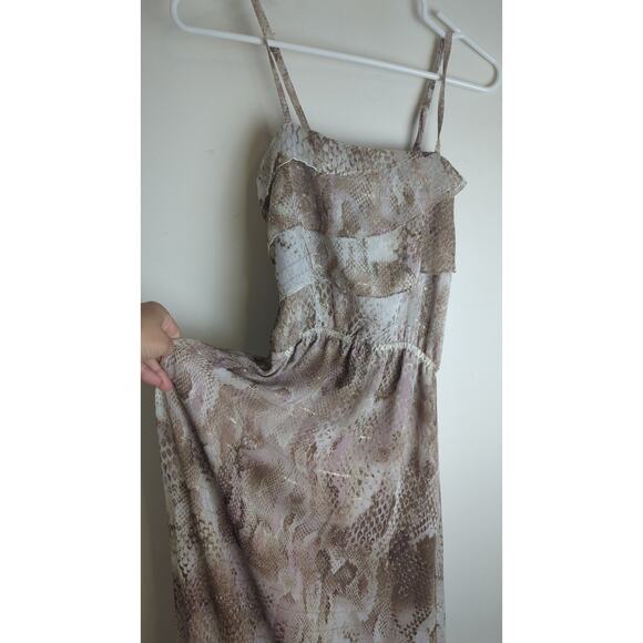 Whimsigoth Fairycore Floor Length Maxi Dress Gold Shimmer Ruffles Women's M - Picture 3 of 8